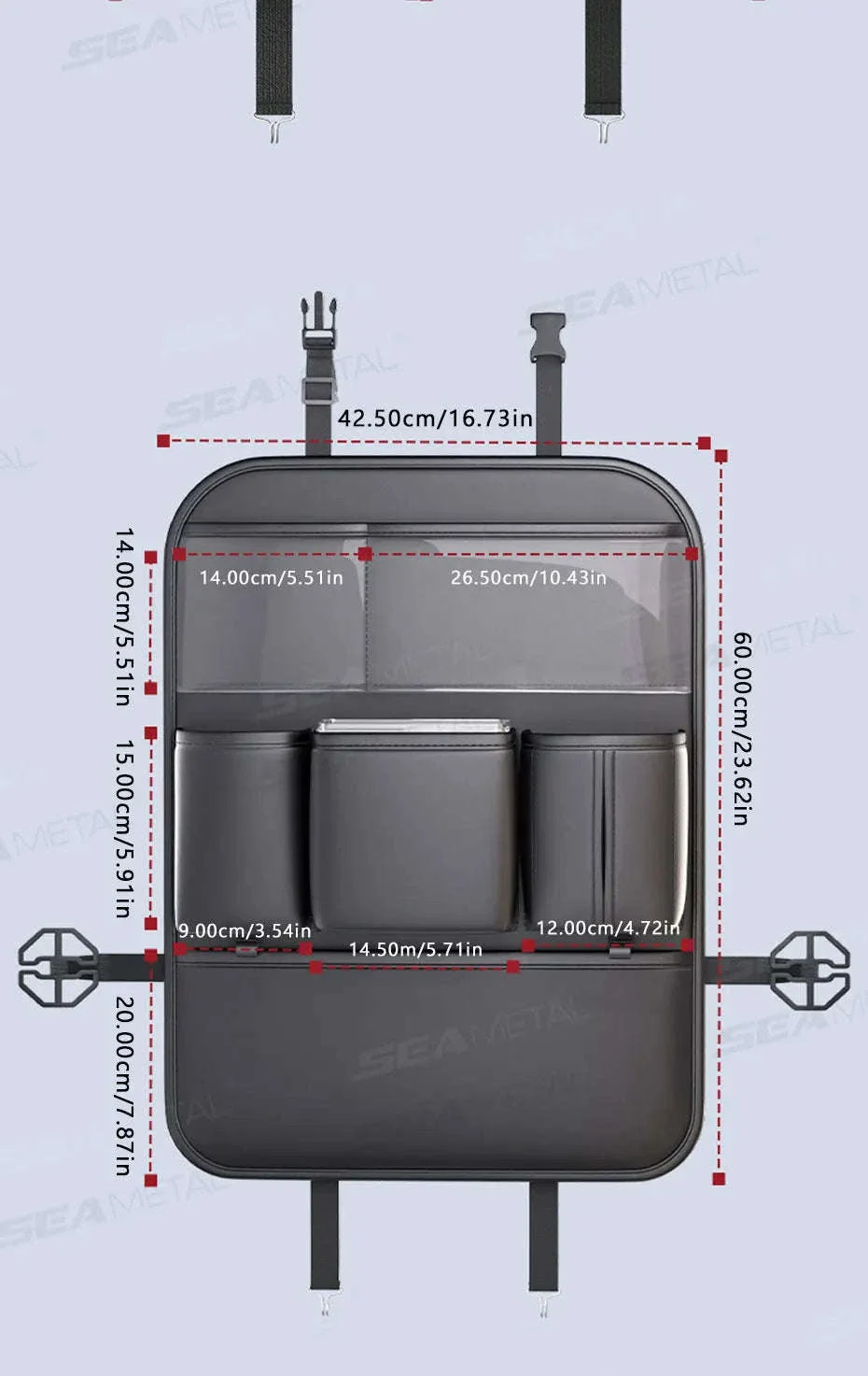 8-in-1 Car Seat Back Storage Bag with Foldable Tray - Image 21