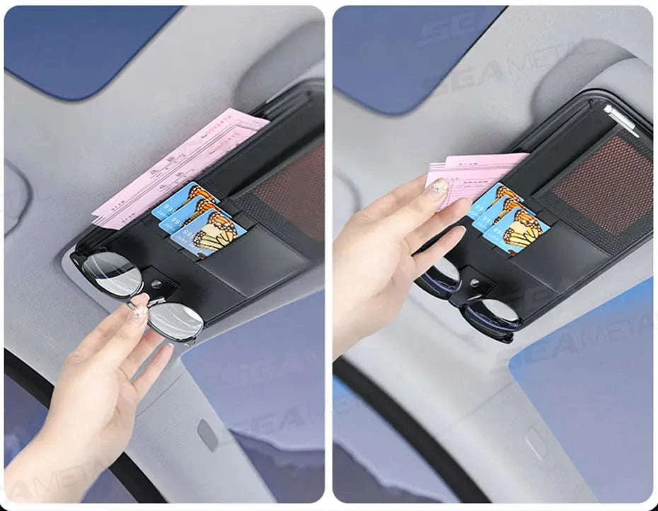 9 in 1 Sun Visor Organizer for Car PU Leather Zipper Storage Bag - Image 12