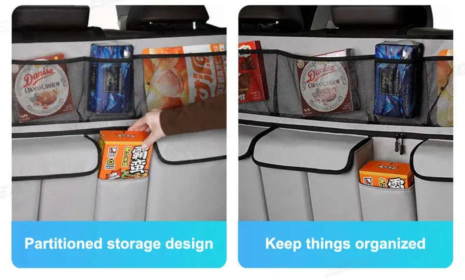 9-Pocket Car Seat Back Organizer with Zipper - Image 14