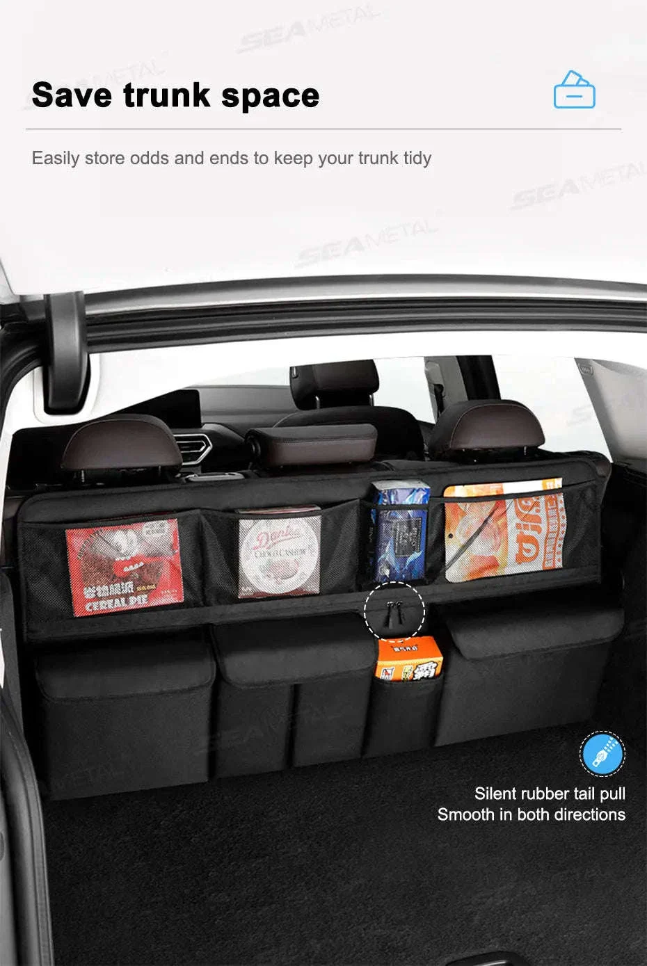 9-Pocket Car Seat Back Organizer with Zipper - Image 15