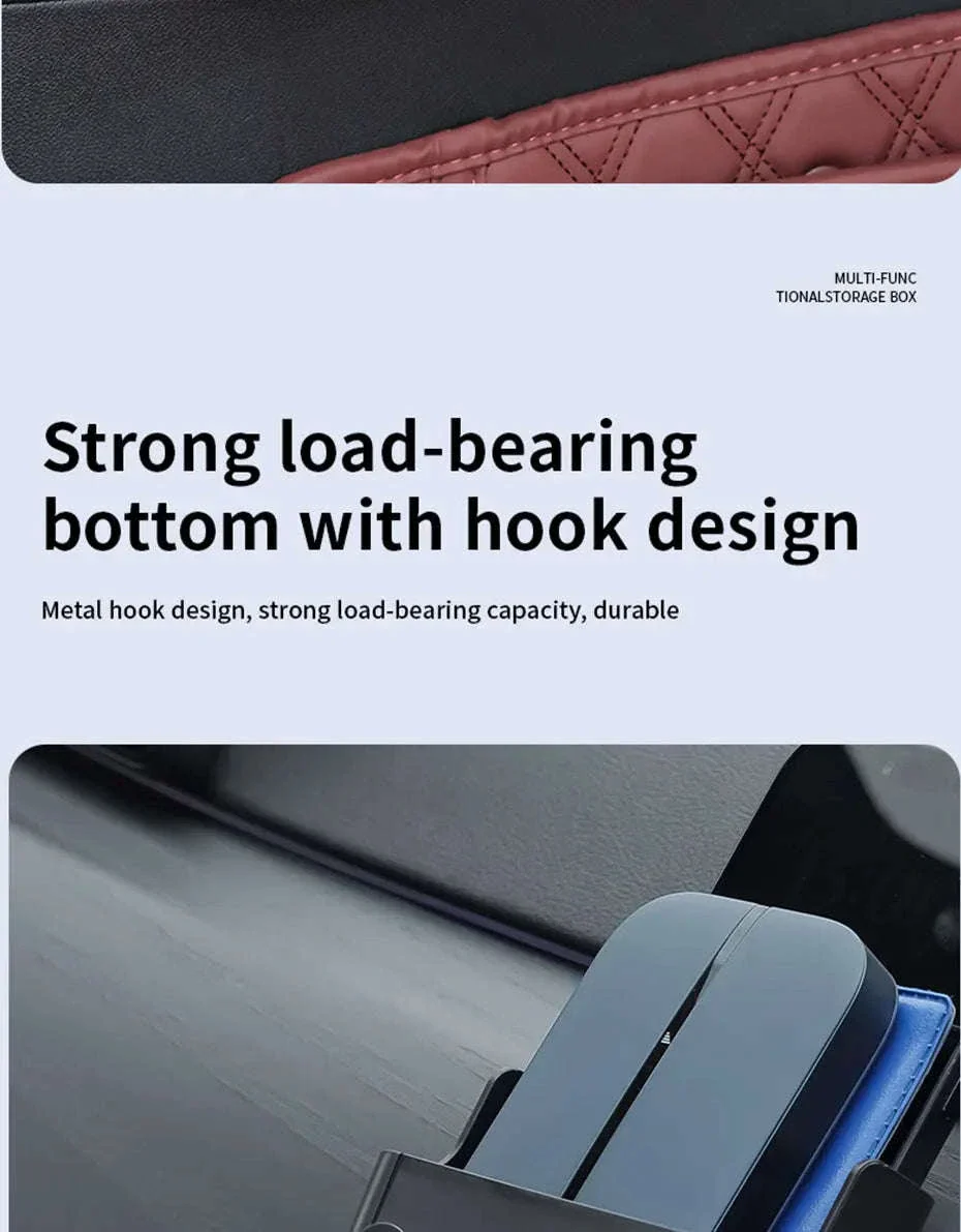 Universal Car Storage Box with Dual Hooks and Charging Port - Image 10