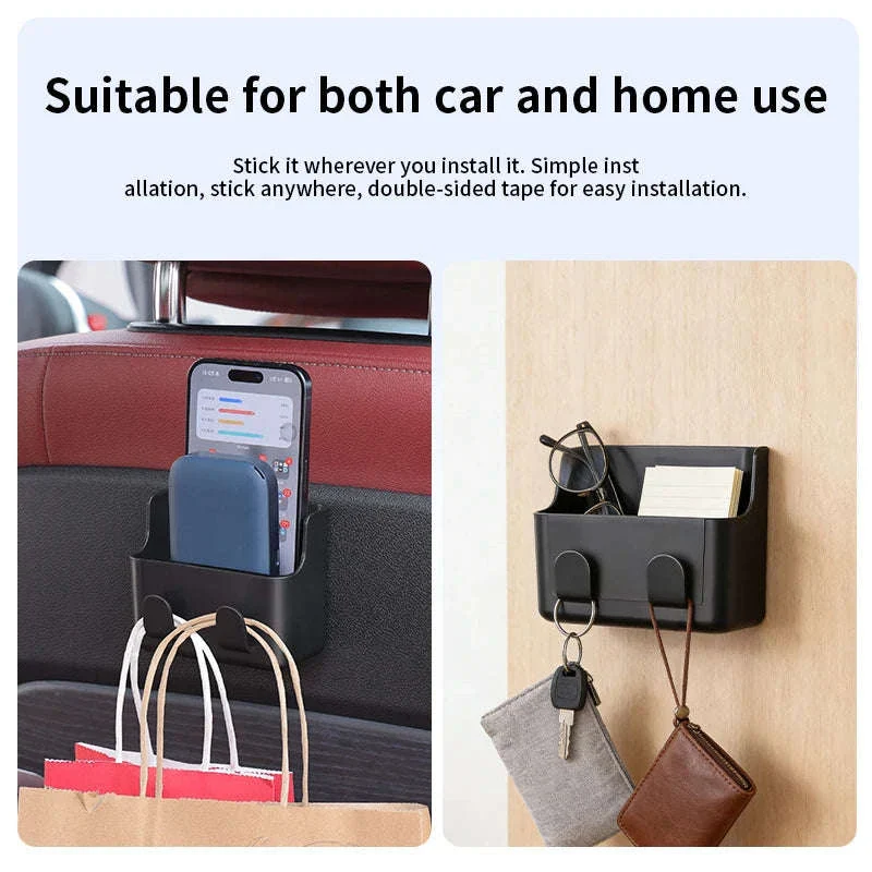 Universal Car Storage Box with Dual Hooks and Charging Port - Image 5