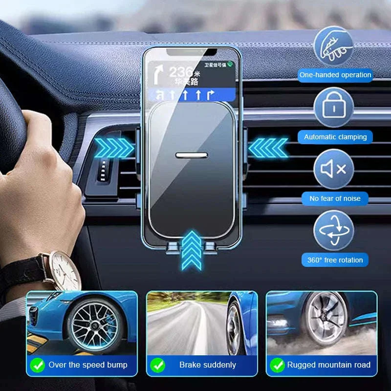 Car Air Vent Phone Holder 360-Degree Rotation Stable Phone Mount for 4.7-7.2in Smartphones - Image 5