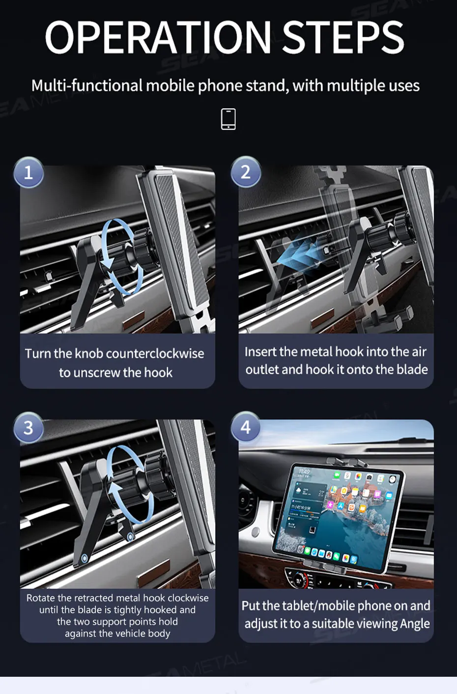 Car Air Vent Tablet Holder for 4.7-12.9 in Devices - Image 21