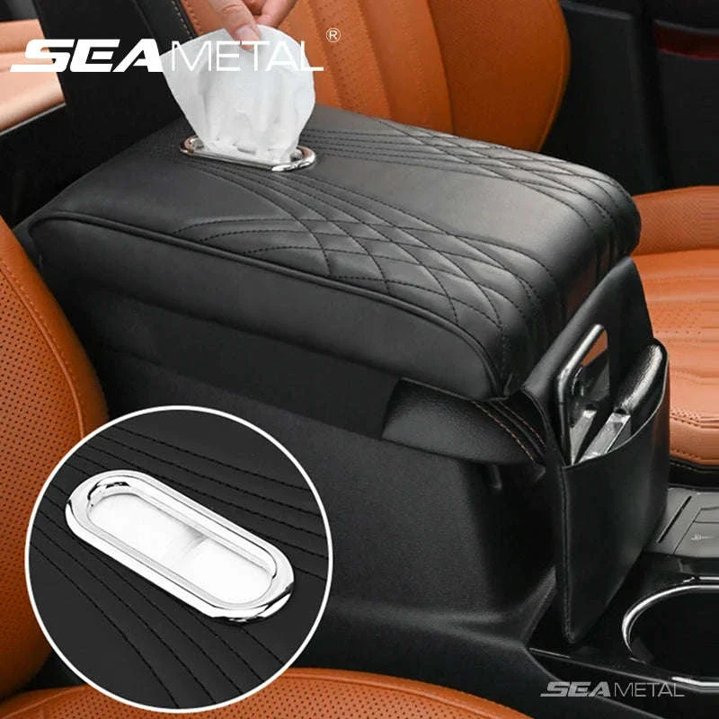 Car Armrest Box Cover with Memory Foam and Storage
