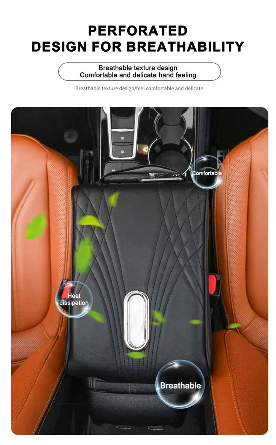 Car Armrest Box Cover with Memory Foam and Storage - Image 11