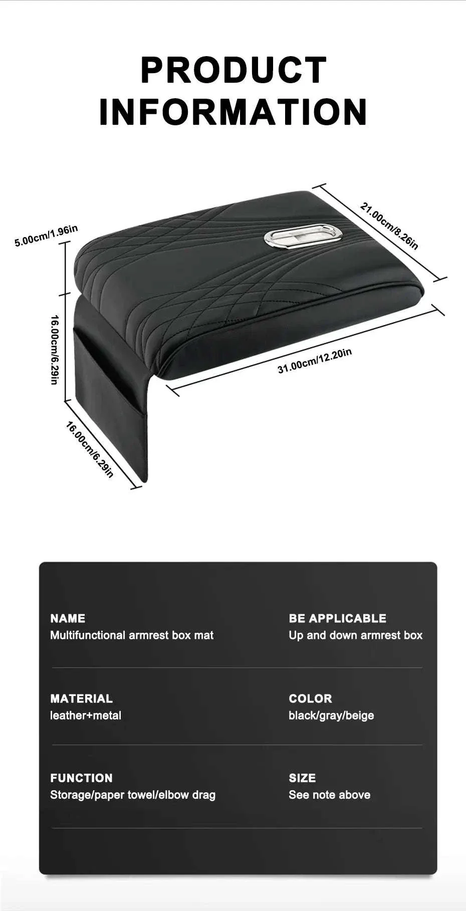 Car Armrest Box Cover with Memory Foam and Storage - Image 17