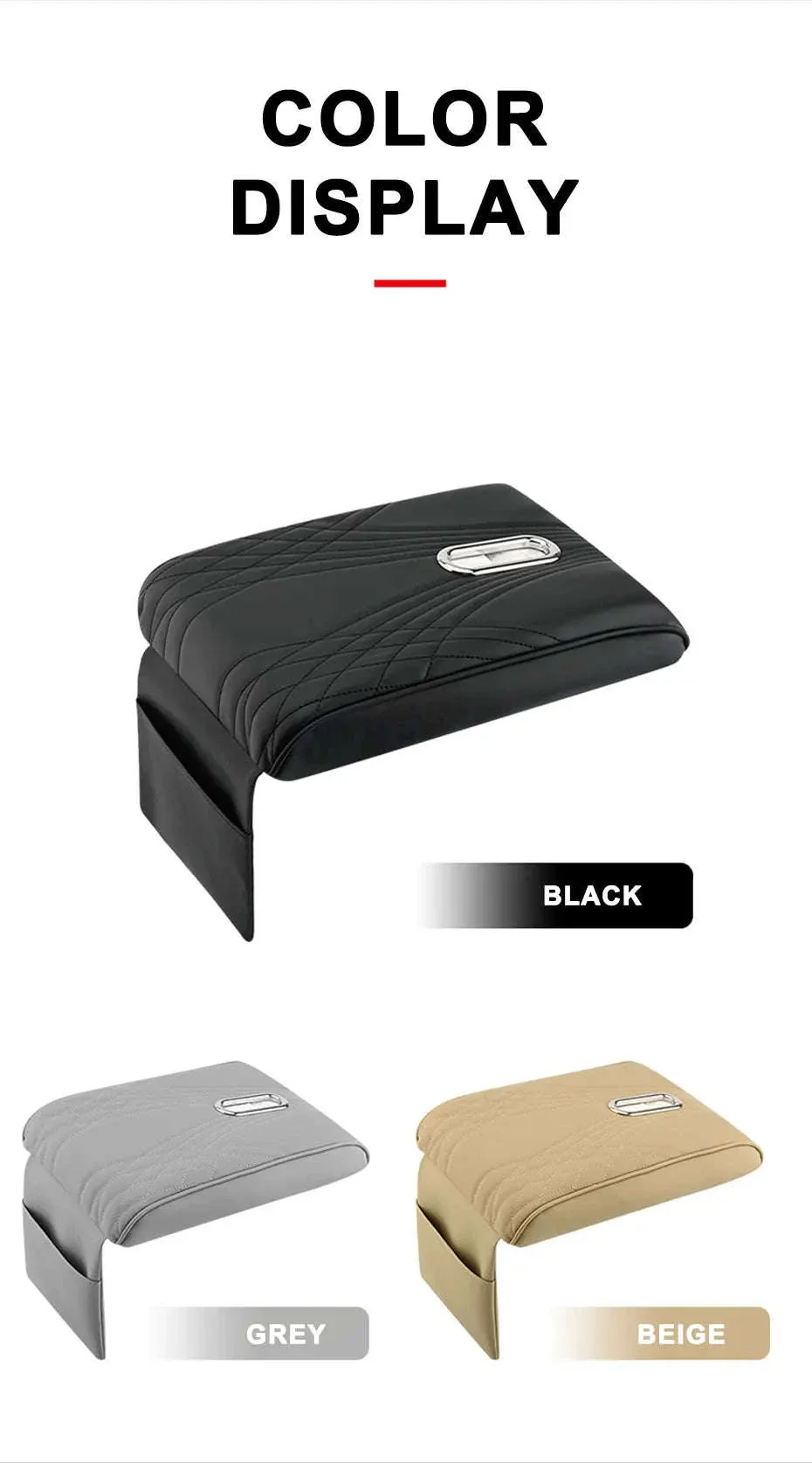 Car Armrest Cushion with Tissue Holder and Storage Pocket - Image 9