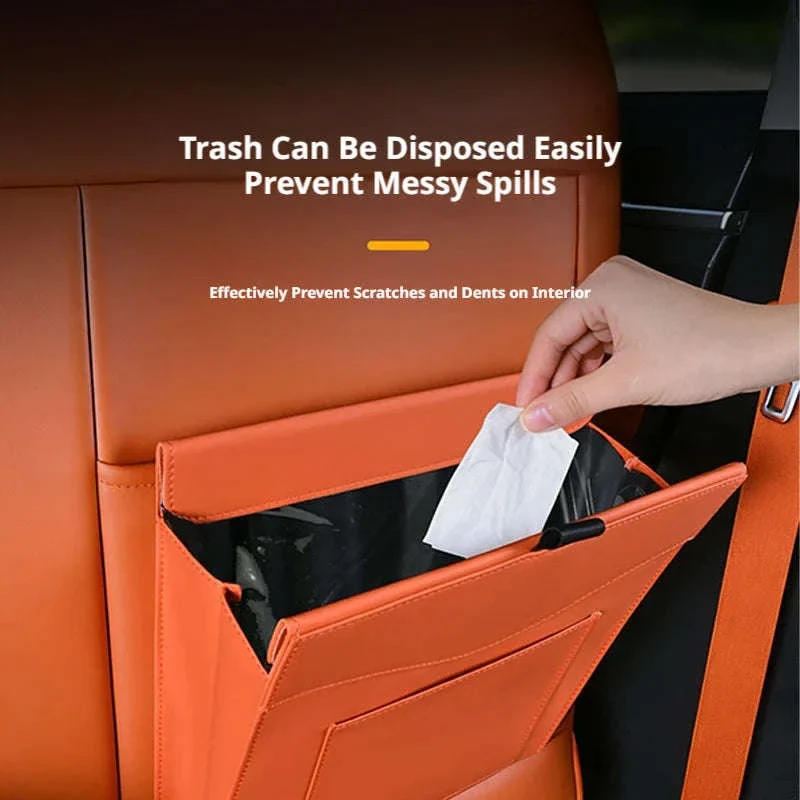 Car Back Seat Trash Bin with Lid, Leakproof Seatback Organizer - Image 4