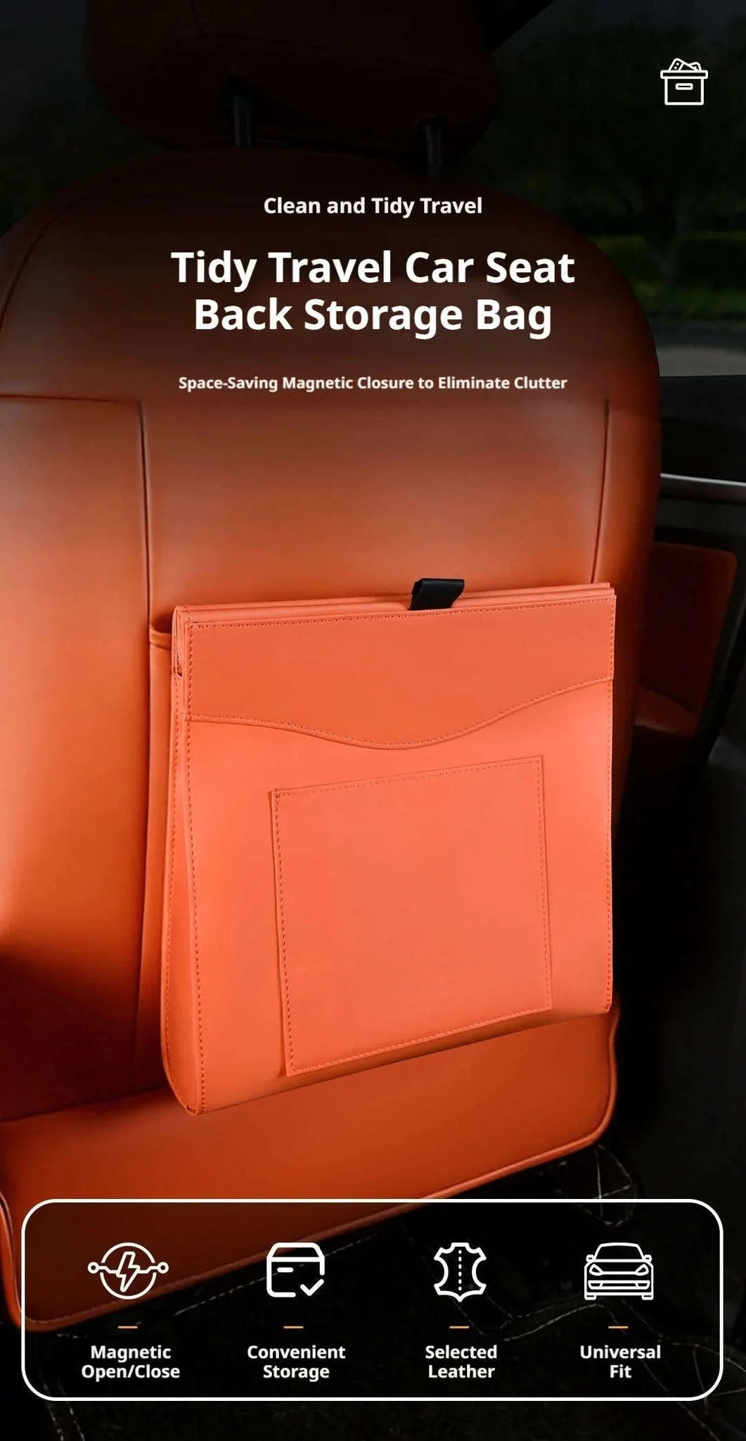 Car Back Seat Trash Bin with Lid, Leakproof Seatback Organizer - Image 7
