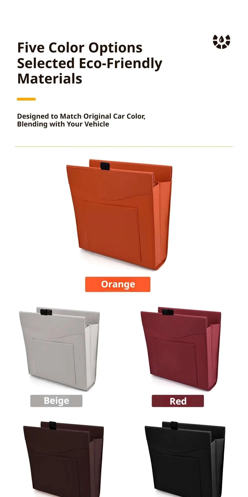 Car Back Seat Trash Bin with Lid, Leakproof Seatback Organizer - Image 8