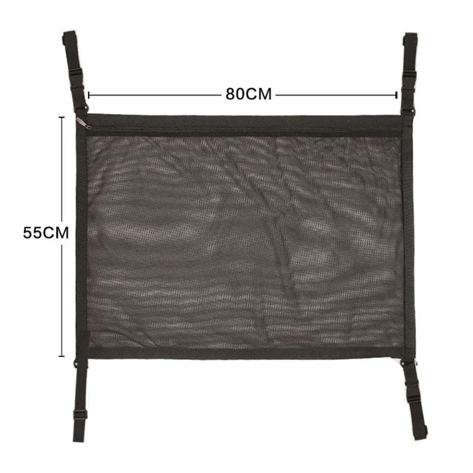 Car Ceiling Storage Net Pocket 80cm x 55cm Hanging Polyester Mesh Organizer with Zipper - Image 2