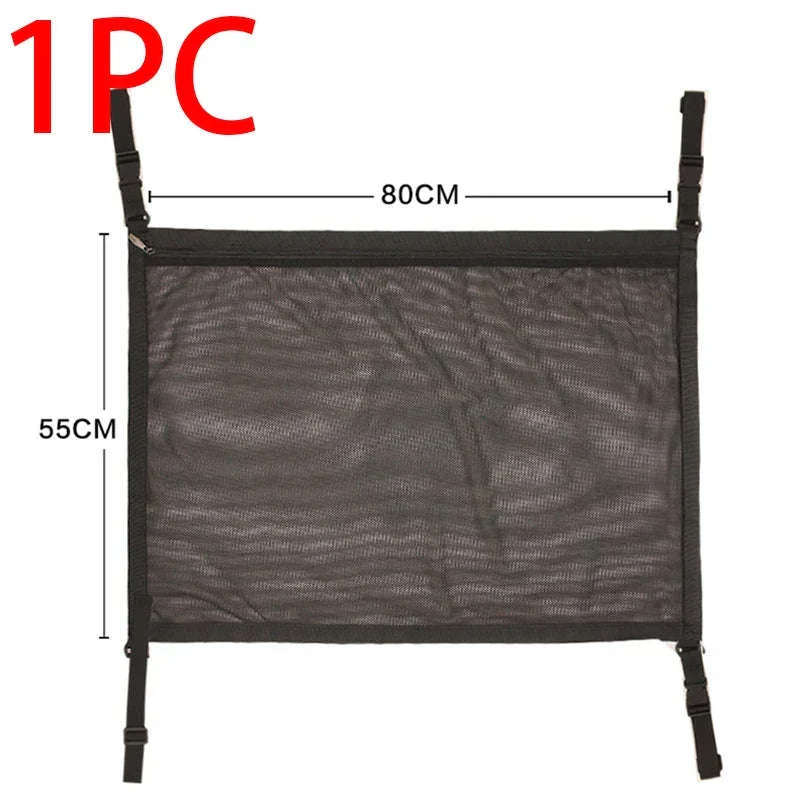 Car Ceiling Storage Net Pocket 80cm x 55cm Hanging Polyester Mesh Organizer with Zipper - Image 7