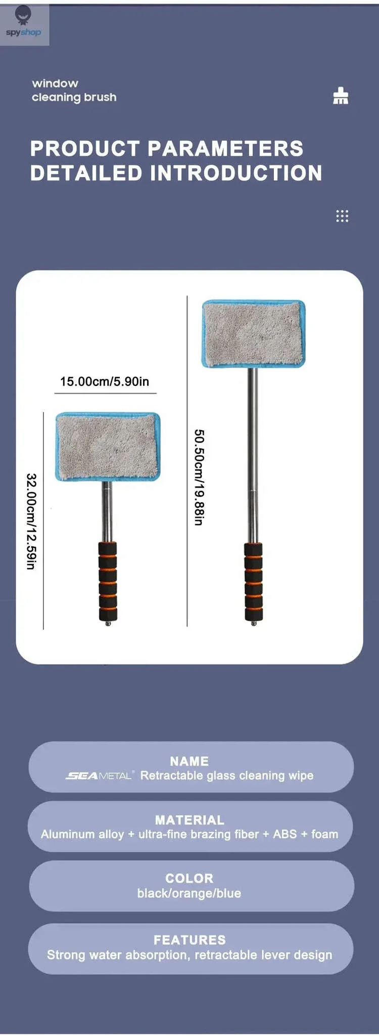 Telescopic Car Windshield Cleaning Brush for Clear Glass - Image 16