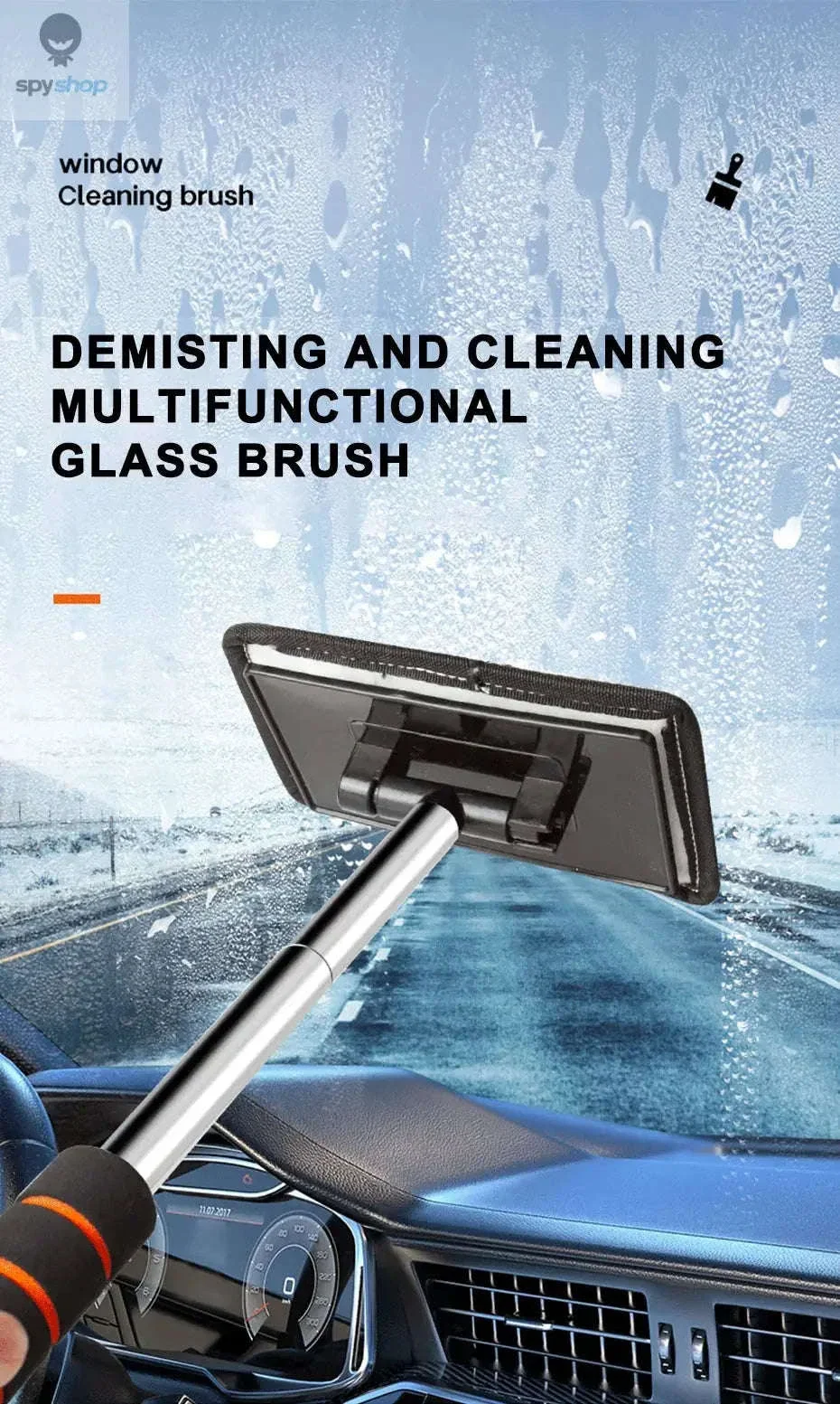 Telescopic Car Windshield Cleaning Brush for Clear Glass - Image 6