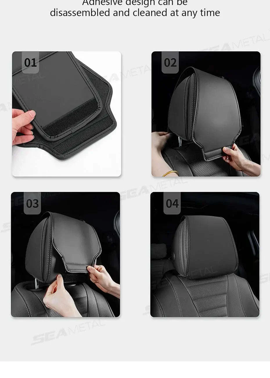 Car Headrest Cover Wear-Resistant Leatherette Protection - Image 15