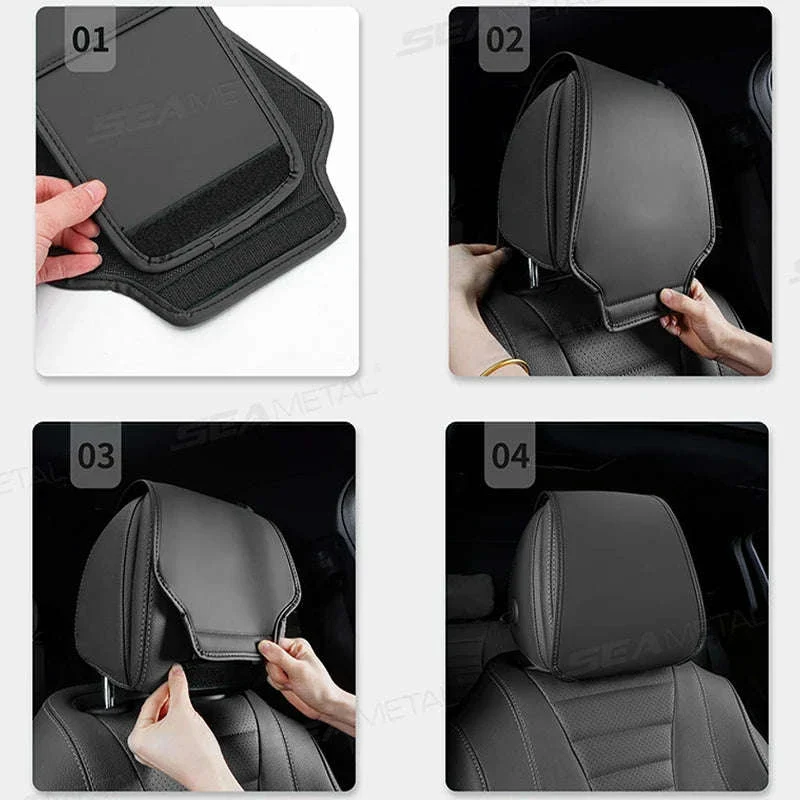 Car Headrest Cover Wear-Resistant Leatherette Protection - Image 4