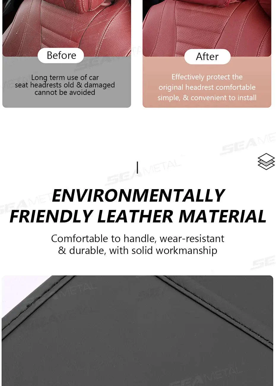 Car Headrest Cover Wear-Resistant Leatherette Protection - Image 9
