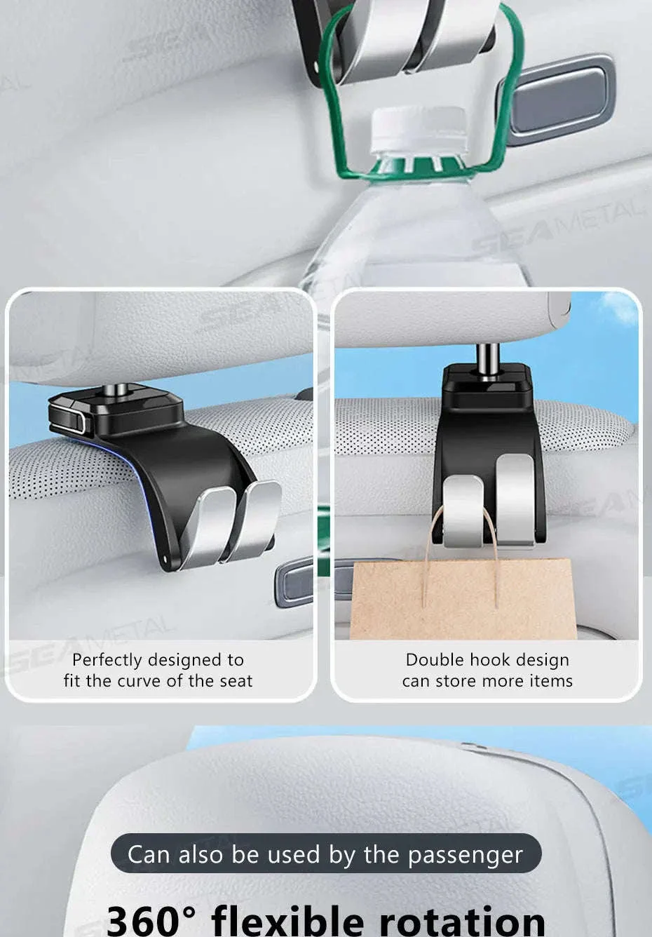 Car Headrest Hook 25kg Foldable Rear Seat Hanger - Image 10
