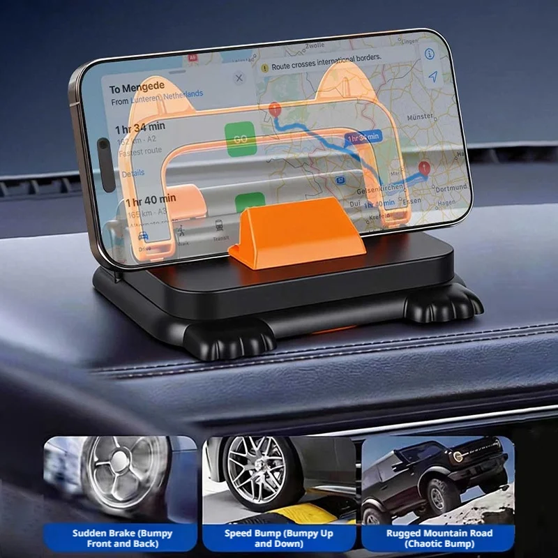 Car Phone Holder Dashboard Mount with Auto Lock and Silicone Grip - Image 3