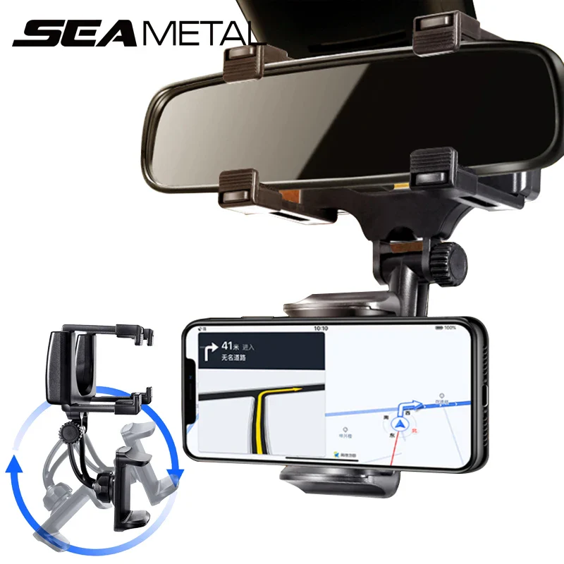 Car Rearview Mirror Phone Holder Stable Anti-Shake 360-Degree Rotation - Image 2