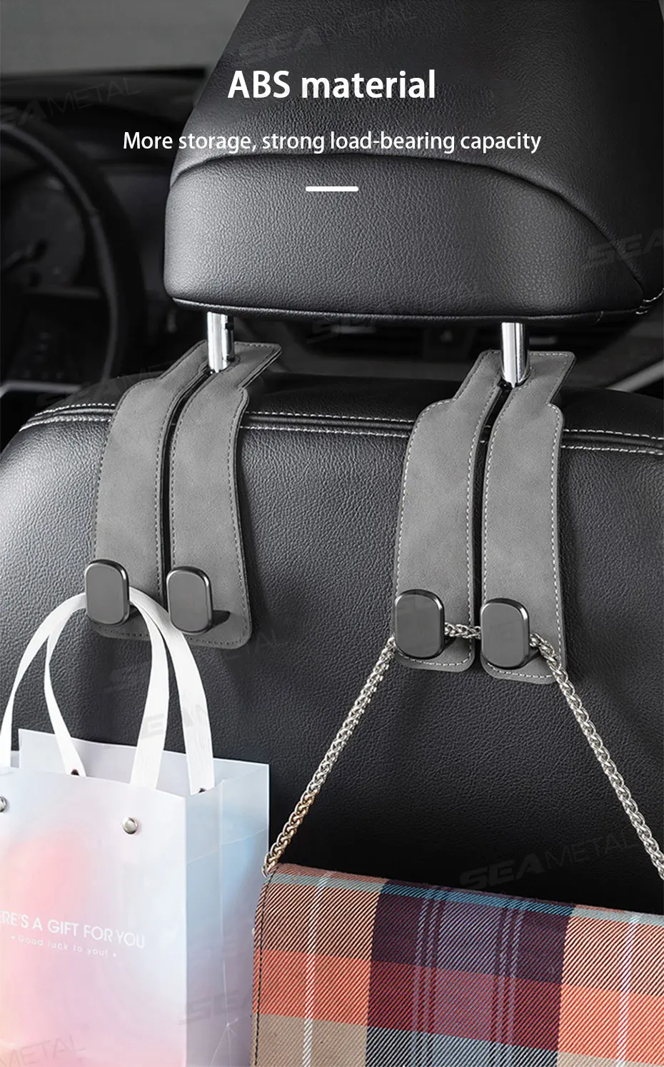Car Seat Back Hook Luxury Suede Headrest Hanging Hook - Image 10