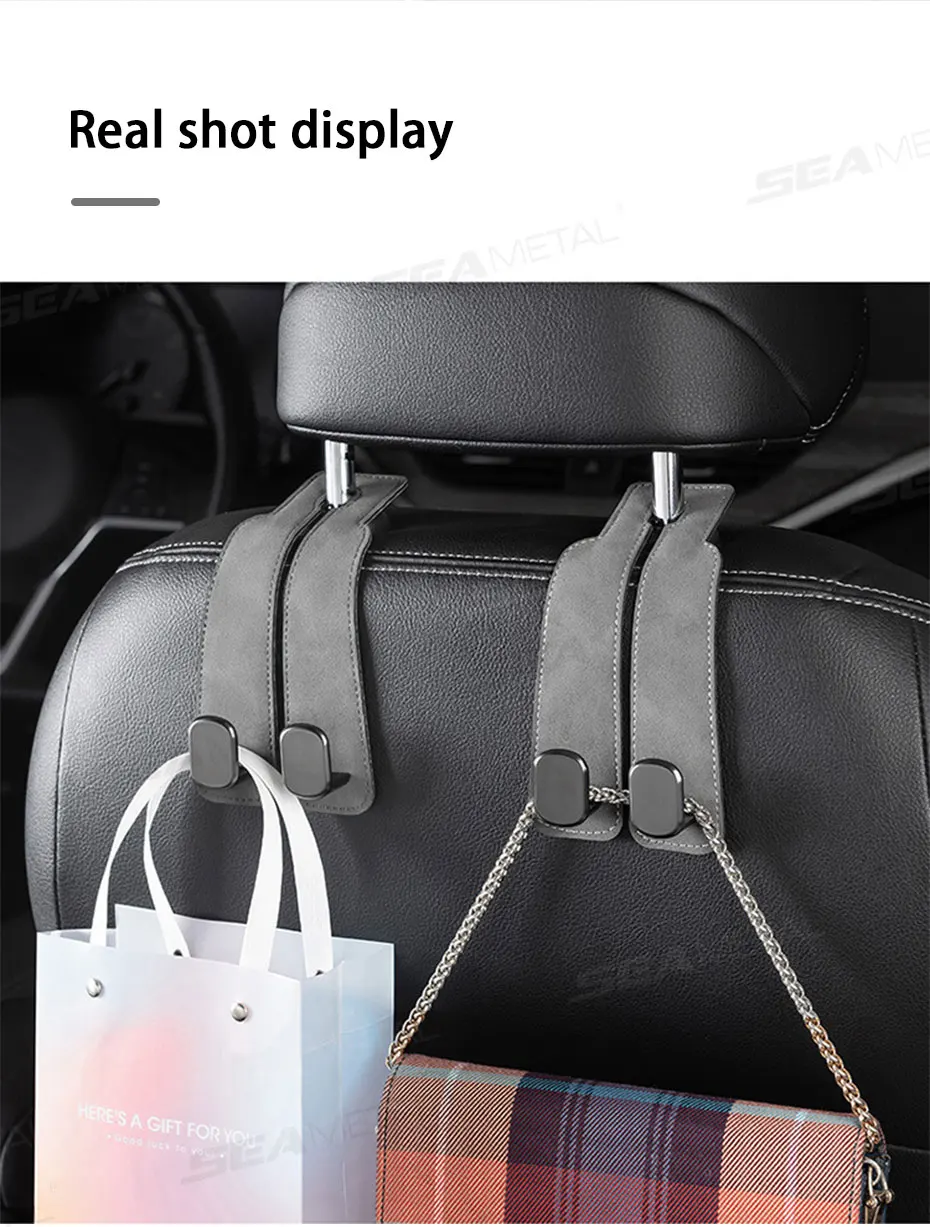 Car Seat Back Hook Luxury Suede Headrest Hanging Hook - Image 16