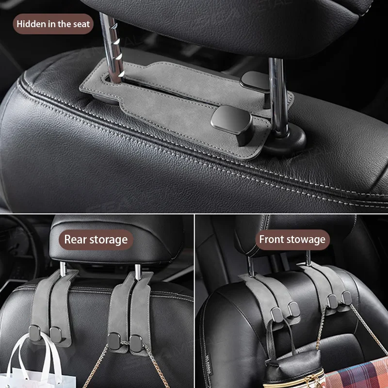 Car Seat Back Hook Luxury Suede Headrest Hanging Hook - Image 2