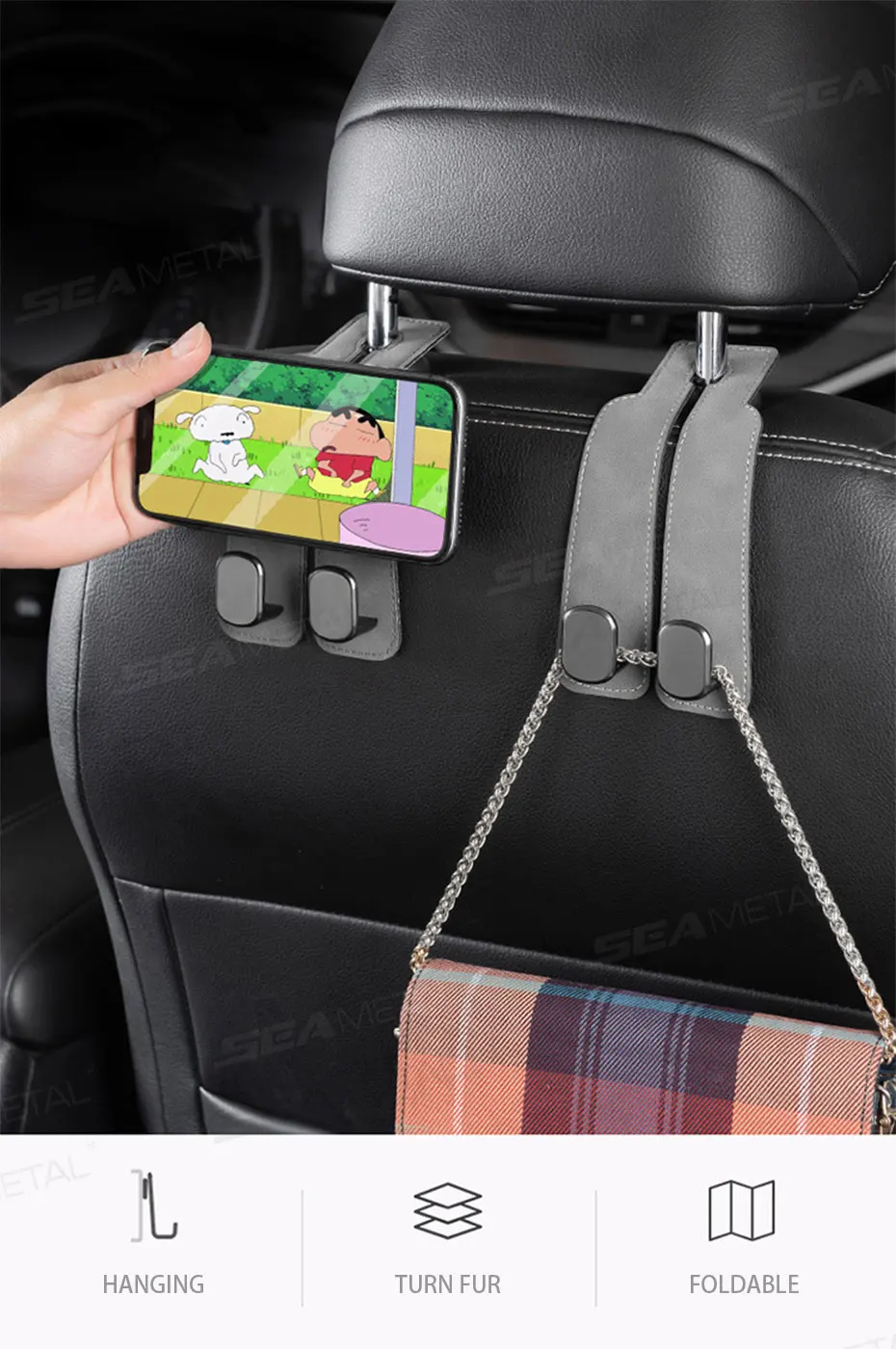 Car Seat Back Hook Luxury Suede Headrest Hanging Hook - Image 9