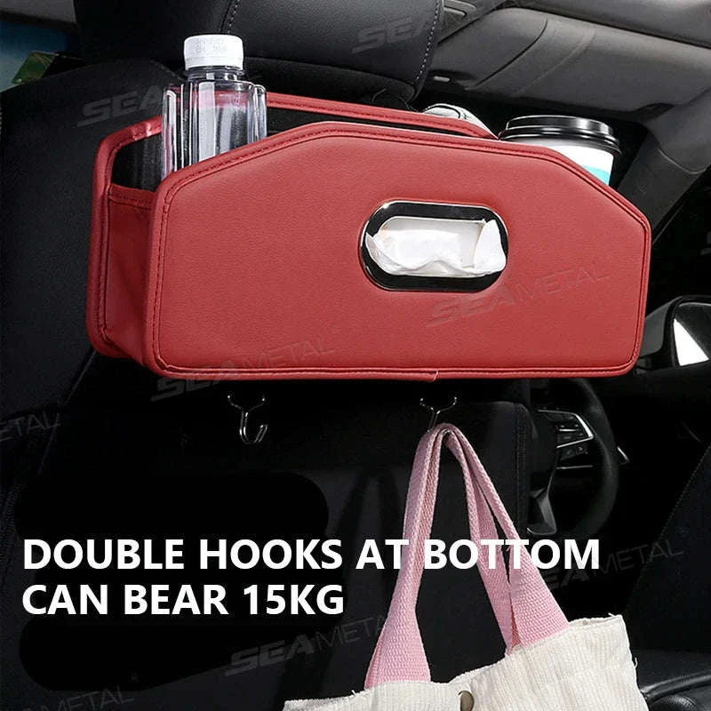 Car Seat Back Organizer with Tissue Holder, Cup Holder and Hooks - Image 4