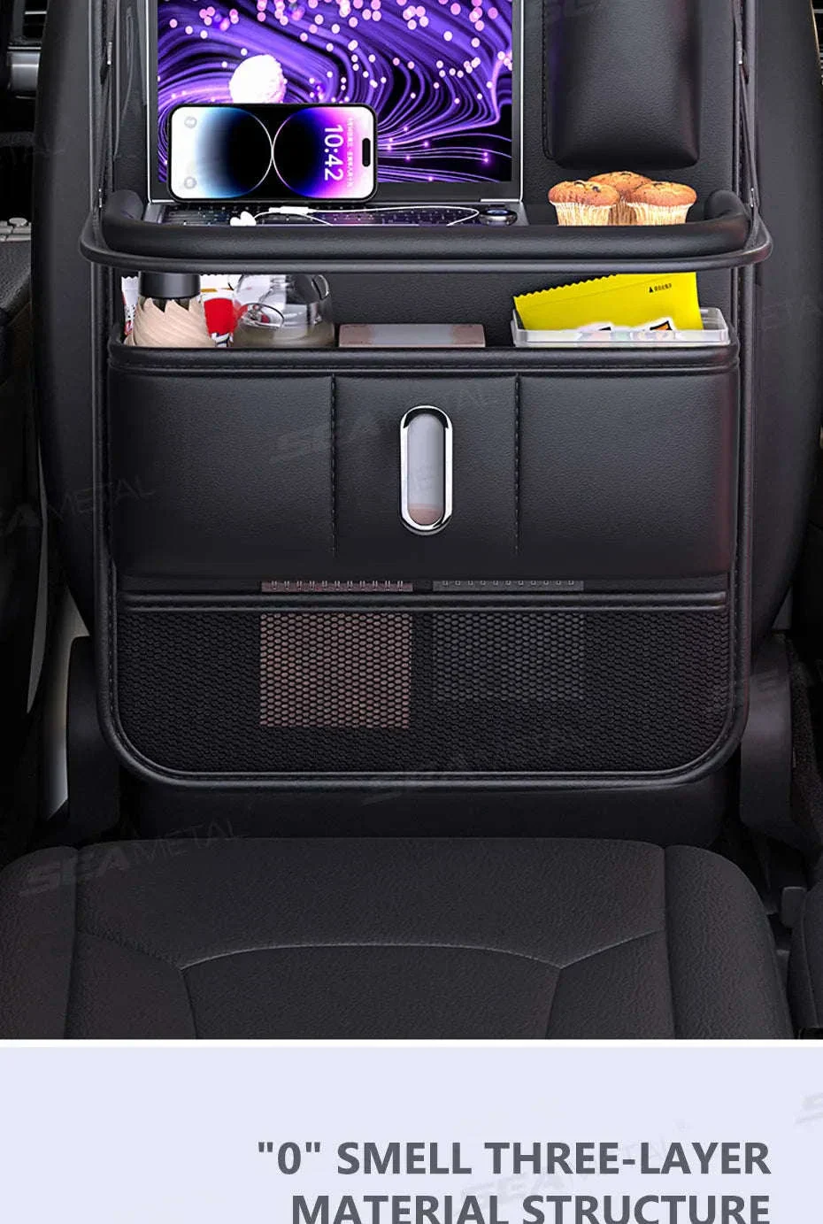 Car Seat Back Organizer with Foldable Tray - Image 11