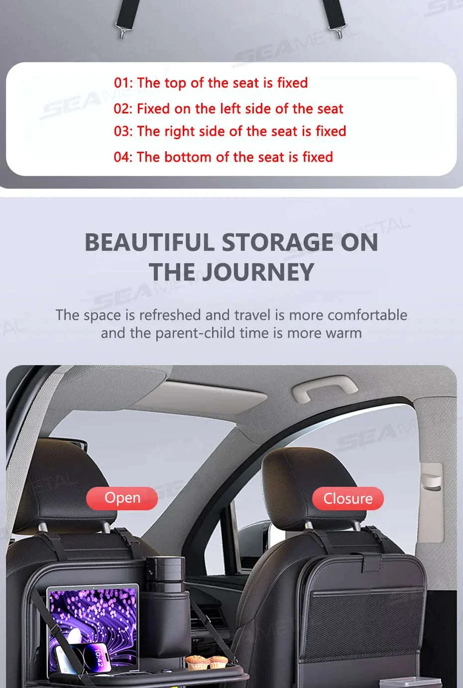 Car Seat Back Organizer with Foldable Tray - Image 14