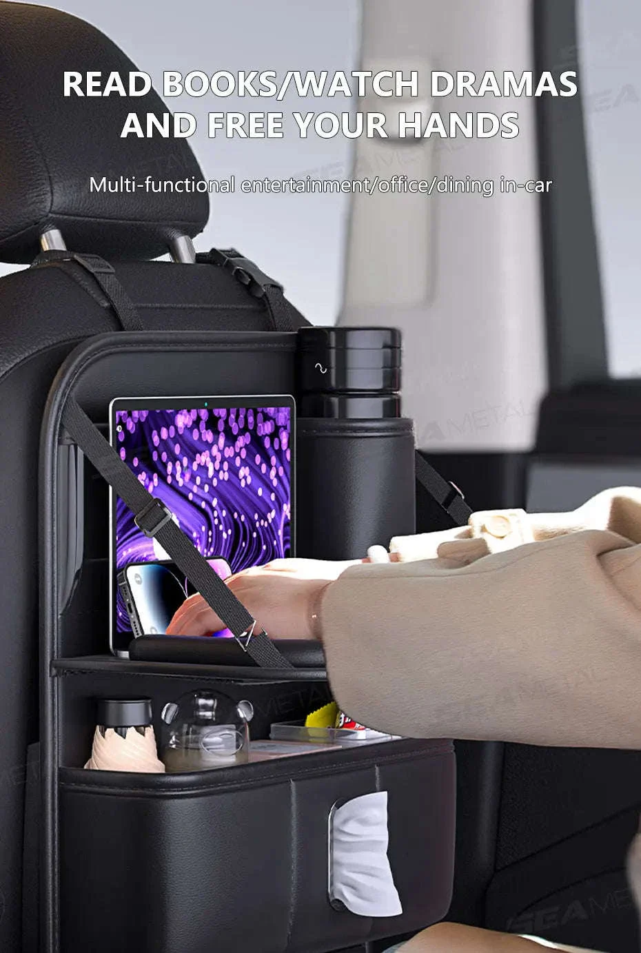 Car Seat Back Organizer with Foldable Tray - Image 16