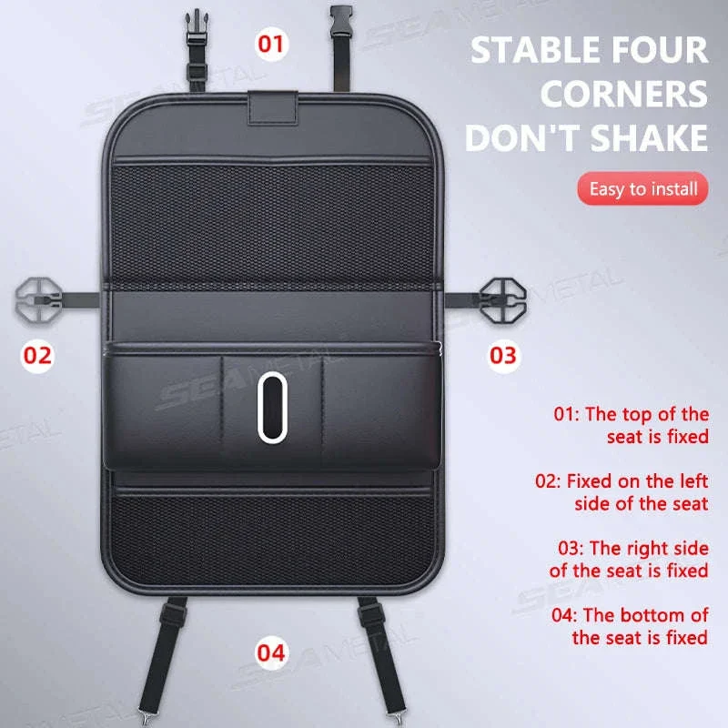 Car Seat Back Organizer with Foldable Tray - Image 4