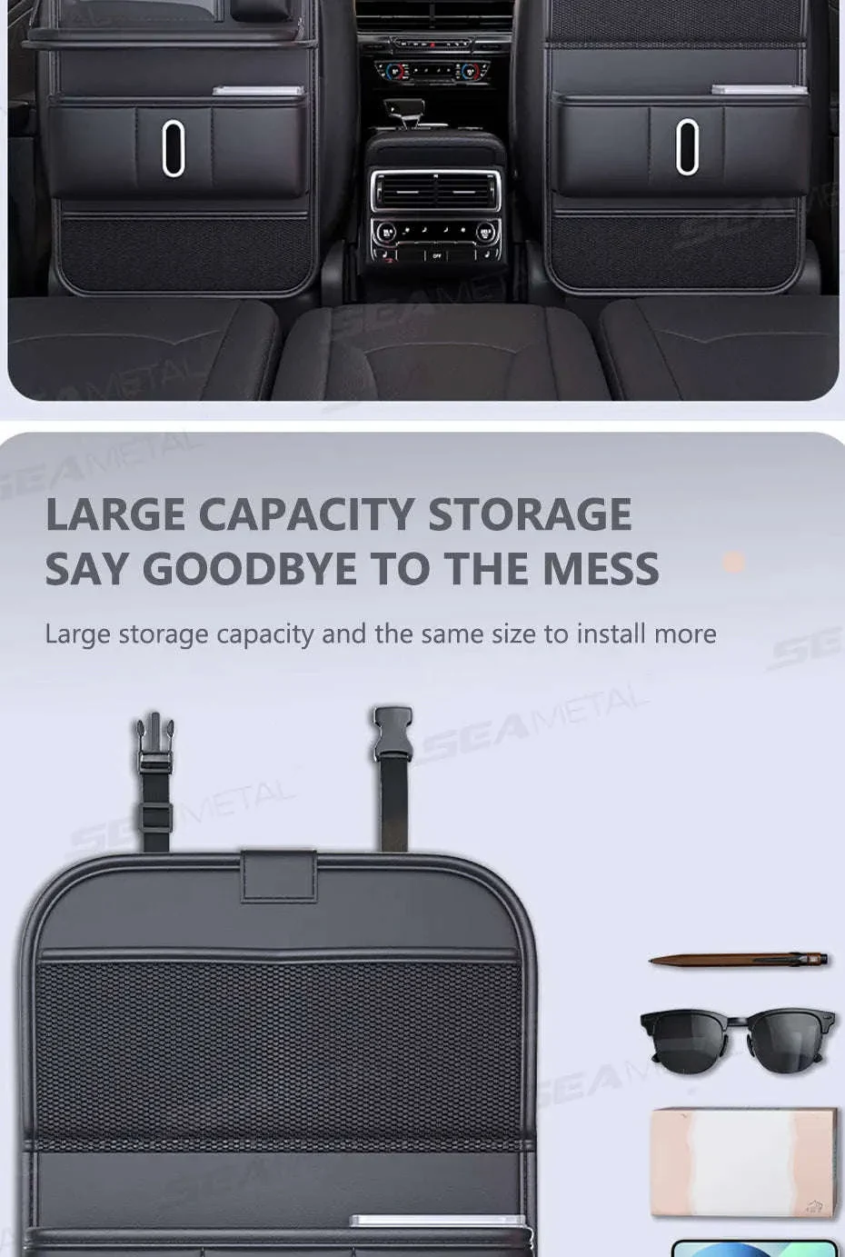 Car Seat Back Organizer with Foldable Tray - Image 9