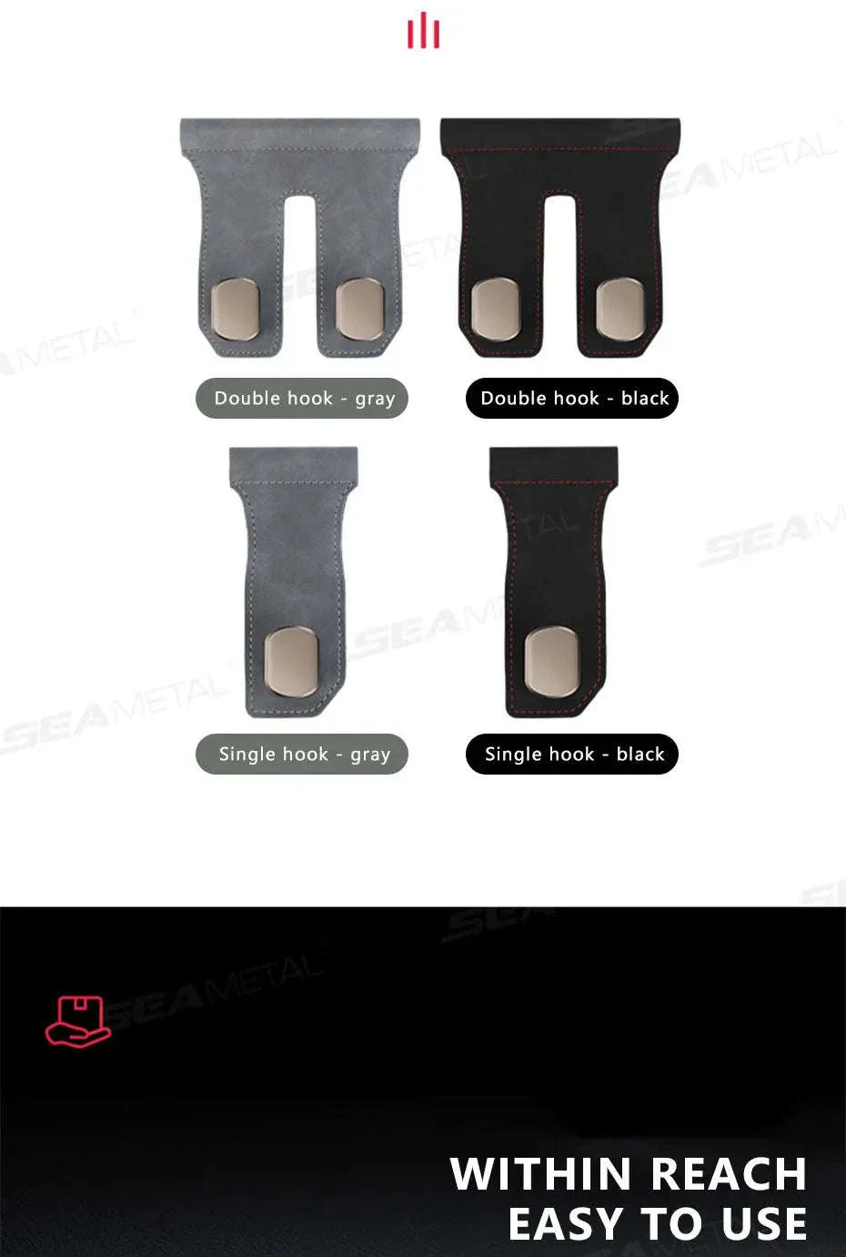 Car Seat Hook Hanger for Bag, 15kg Capacity, Suede and Alloy - Image 10
