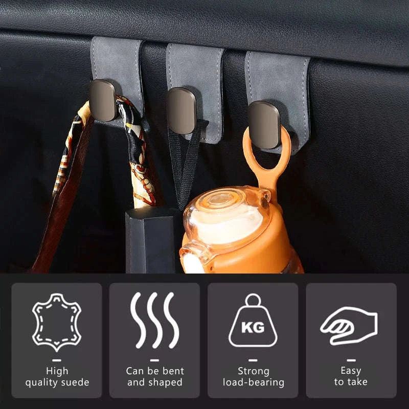 Car Seat Hook Hanger for Bag, 15kg Capacity, Suede and Alloy - Image 6