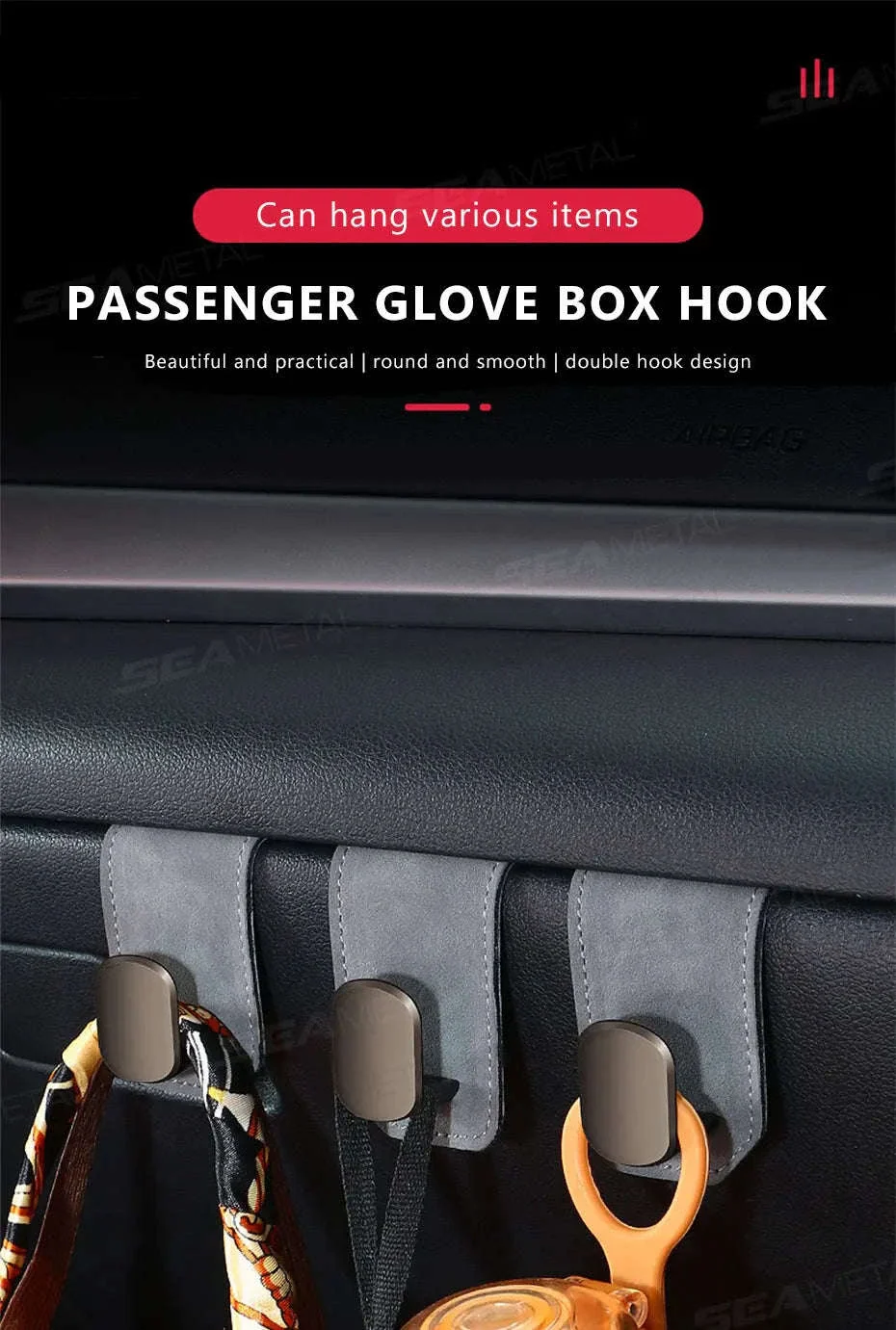 Car Seat Hook Hanger for Bag, 15kg Capacity, Suede and Alloy - Image 7
