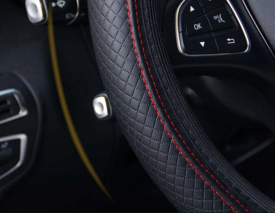 Car Steering Wheel Cover Anti-Slip PU Leather Universal 37-39cm - Image 10