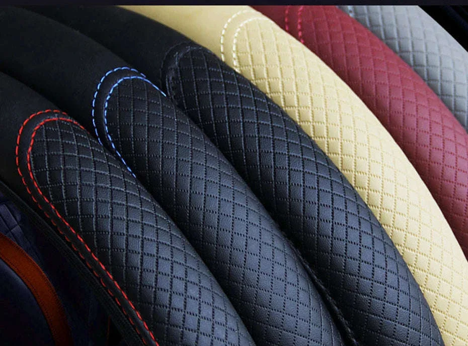 Car Steering Wheel Cover Anti-Slip PU Leather Universal 37-39cm - Image 11