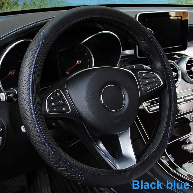 Car Steering Wheel Cover Anti-Slip PU Leather Universal 37-39cm - Image 18