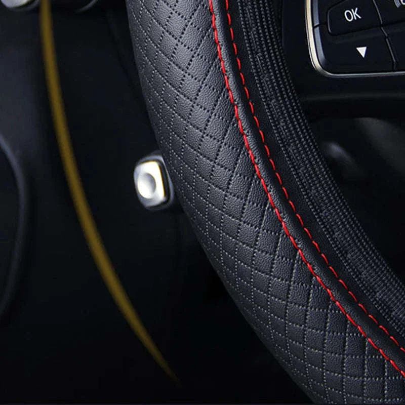 Car Steering Wheel Cover Anti-Slip PU Leather Universal 37-39cm - Image 2