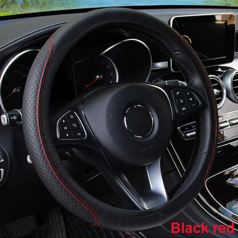 Car Steering Wheel Cover Anti-Slip PU Leather Universal 37-39cm - Image 20