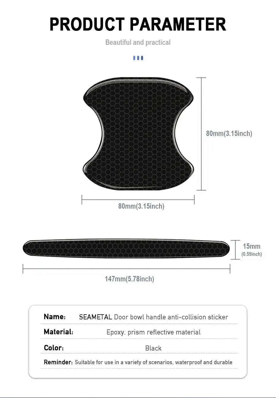 Car Door Handle Protective Film with Reflective Trim - Image 14