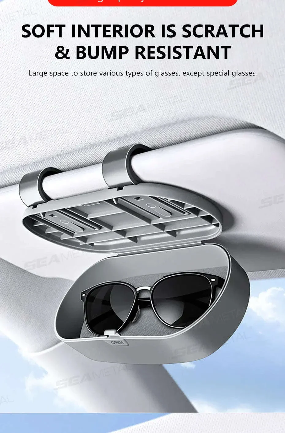 Car Sun Visor Glasses Case Anti-Scratch Sunglasses Storage Box - Image 9