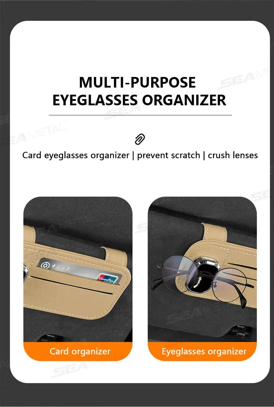 Car Sun Visor Glasses Clip with Card Holder - Image 9