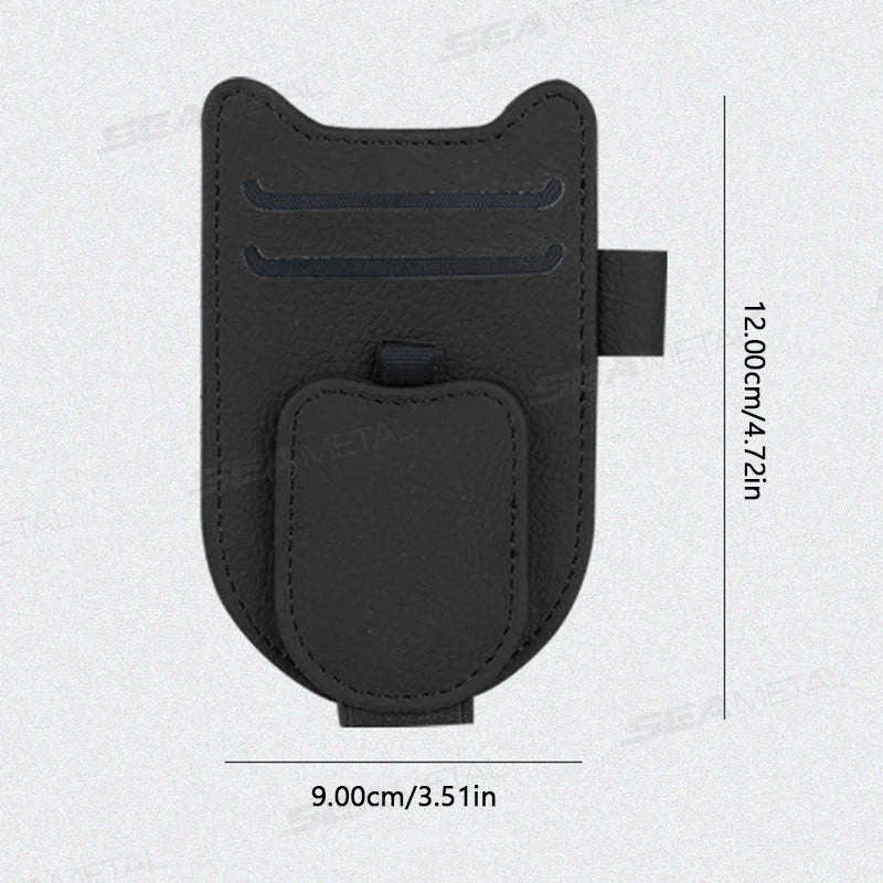 Car Sun Visor Glasses Holder Magnetic Clip Leatherette - Image 6