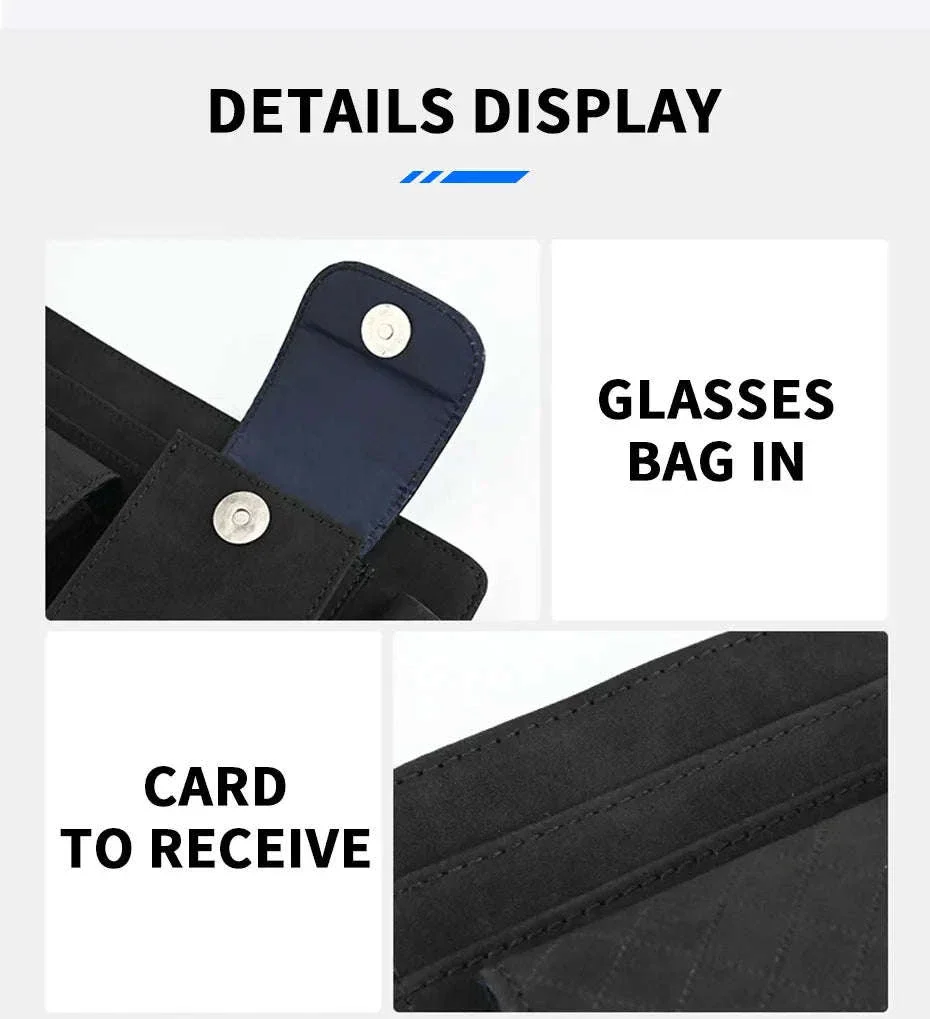 Car Sun Visor Storage Bag with Glasses Case and Tissue Holder - Image 15