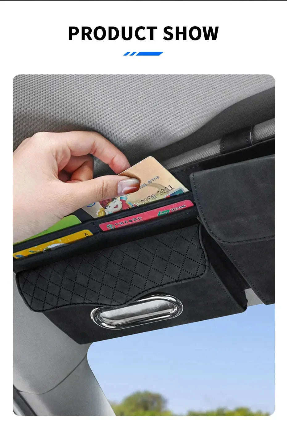 Car Sun Visor Storage Bag with Glasses Case and Tissue Holder - Image 18