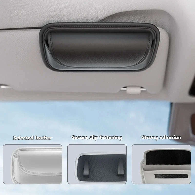 Car Visor Glasses Case Leatherette Large-Capacity - Image 2